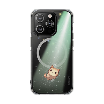 Starry Fluff's - Cosmo the Cat Beaming in Space Magnetic Clear Case for iPhone Series