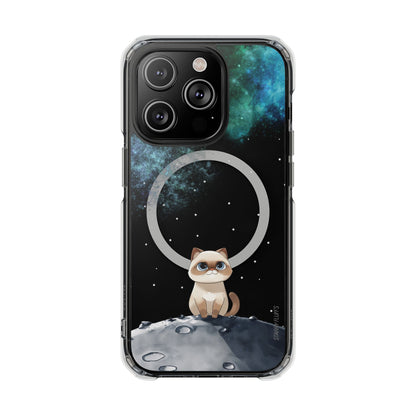 Starry Fluff's - Nebula the Siamese in Space Magnetic Clear Case for iPhone Series