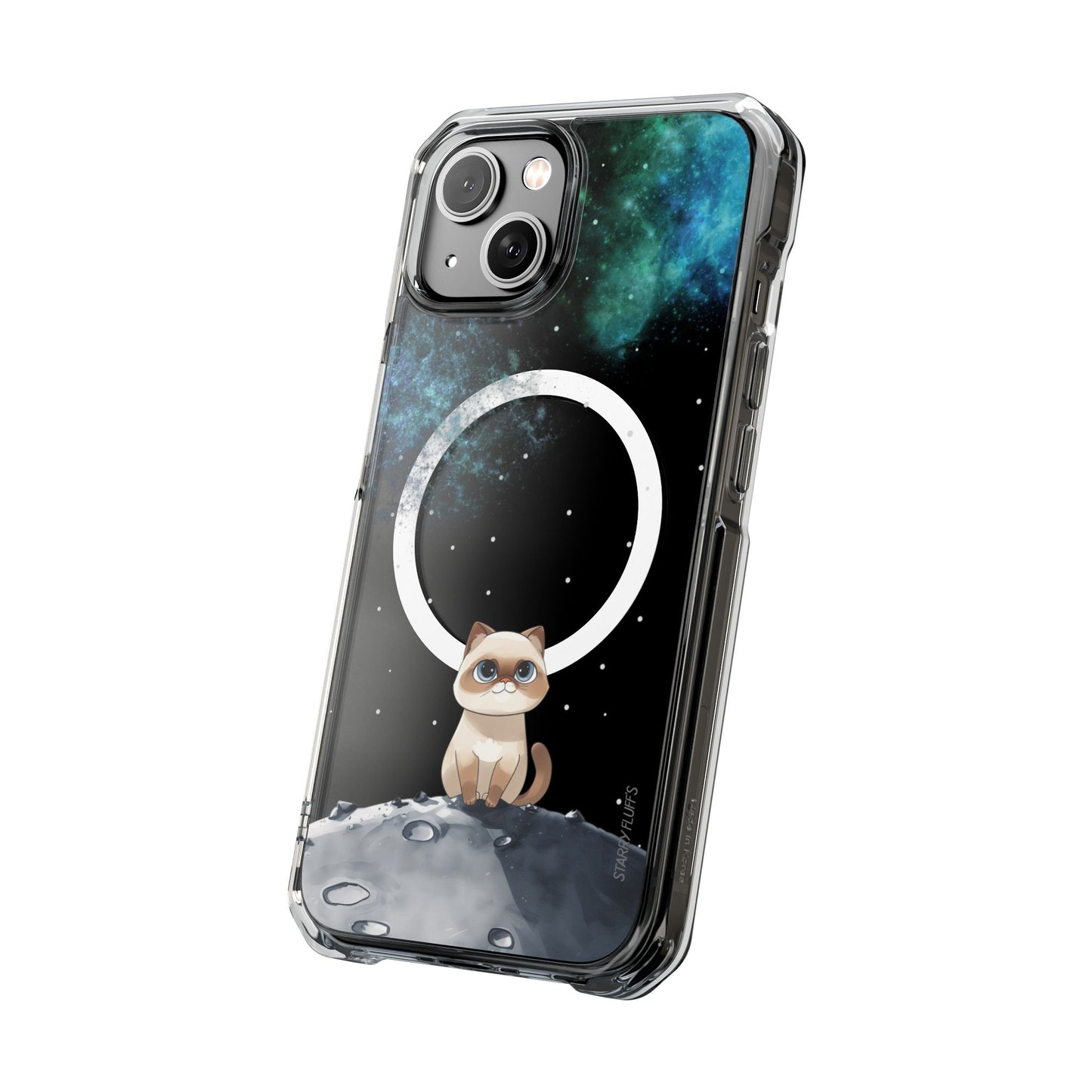 Starry Fluff's - Nebula the Siamese in Space Magnetic Clear Case for iPhone Series