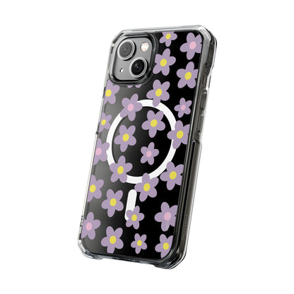 Purple Daisies Magnetic Clear Case for iPhone Series