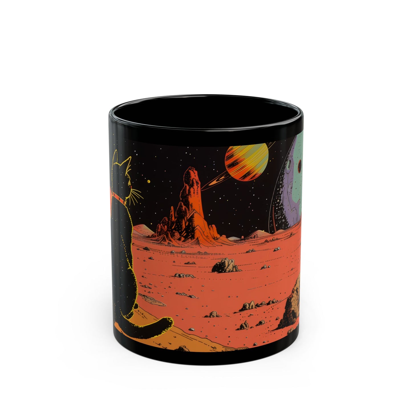 Retro Cat in Space Coffee Tea Mug