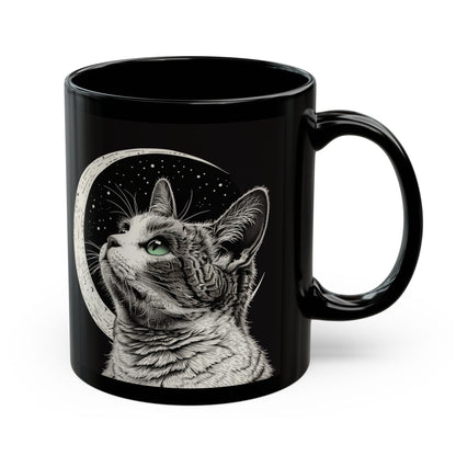 Crescent Moon Cat Black Coffee Tea Mug