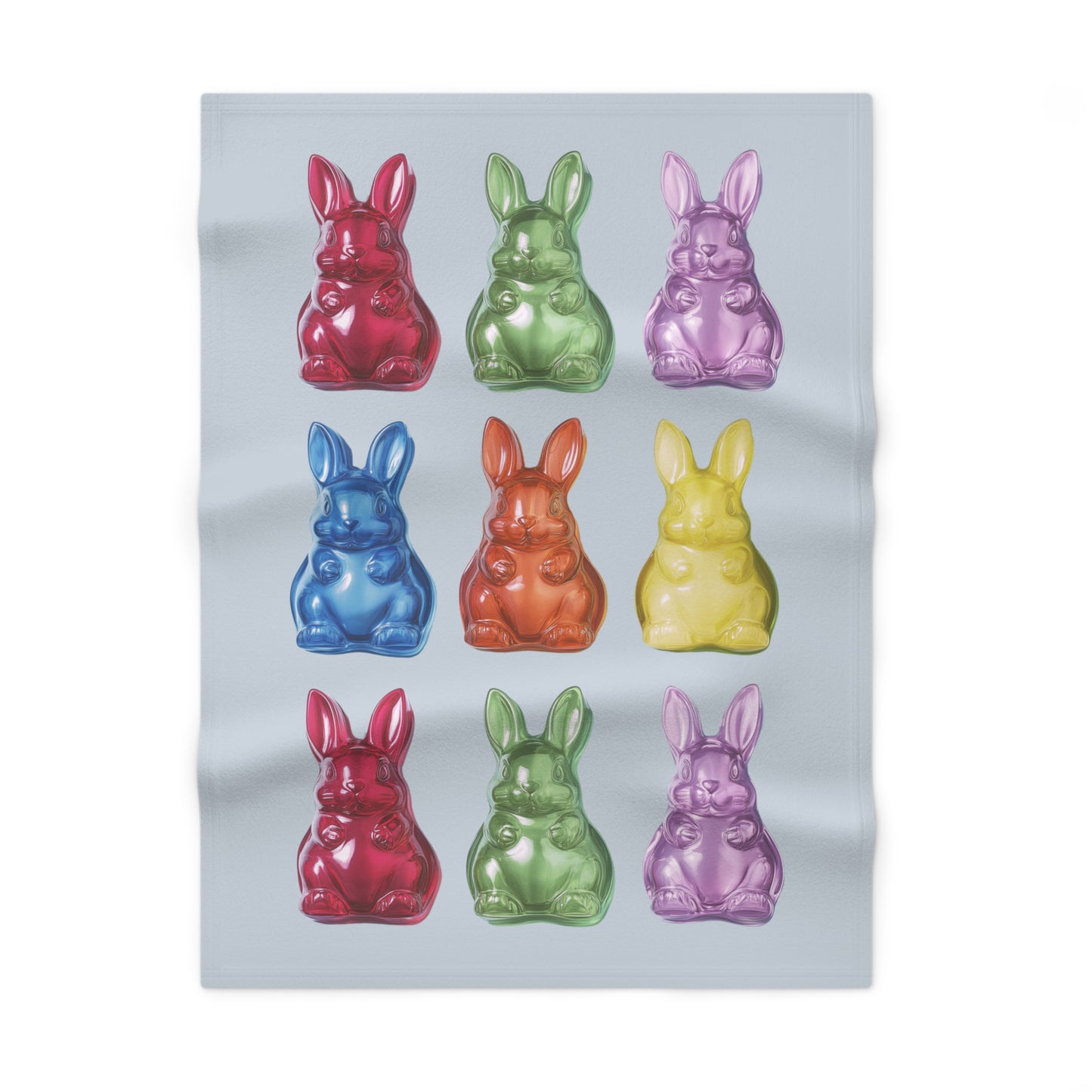 Gummy Rabbits Gray Soft Fleece Baby Blanket