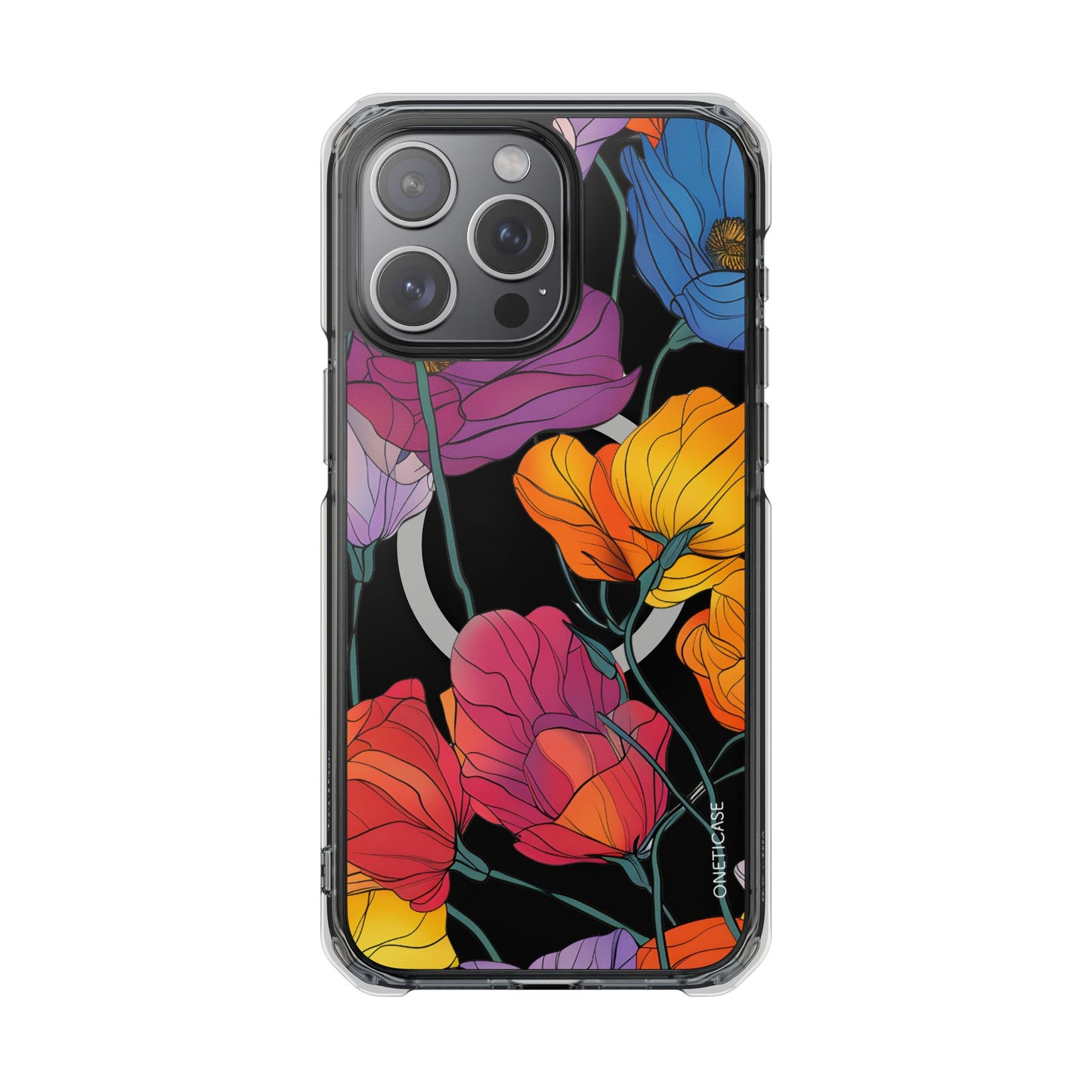 Blossom Pattern Magnetic Clear Case for iPhone Series