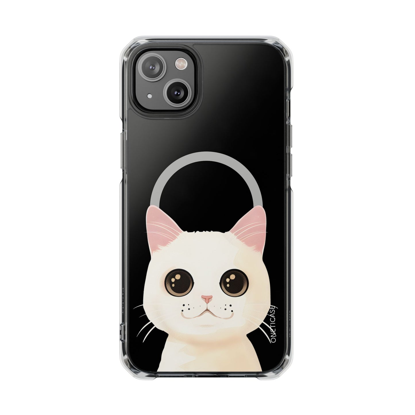 White Cat Magnetic Clear Case for iPhone Series