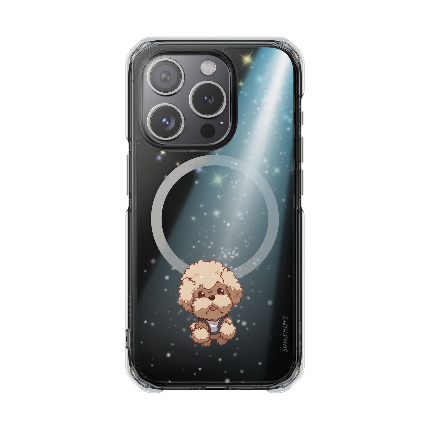 Starry Fluff's - Pookie the Poodle Beaming in Space Magnetic Clear Case for iPhone Series