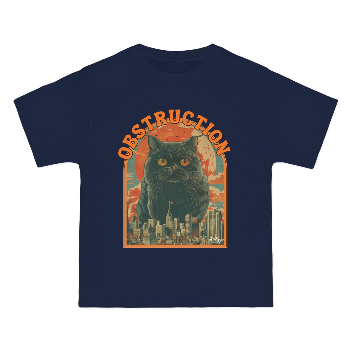 Retro Cat Obstruction Graphic T-Shirt