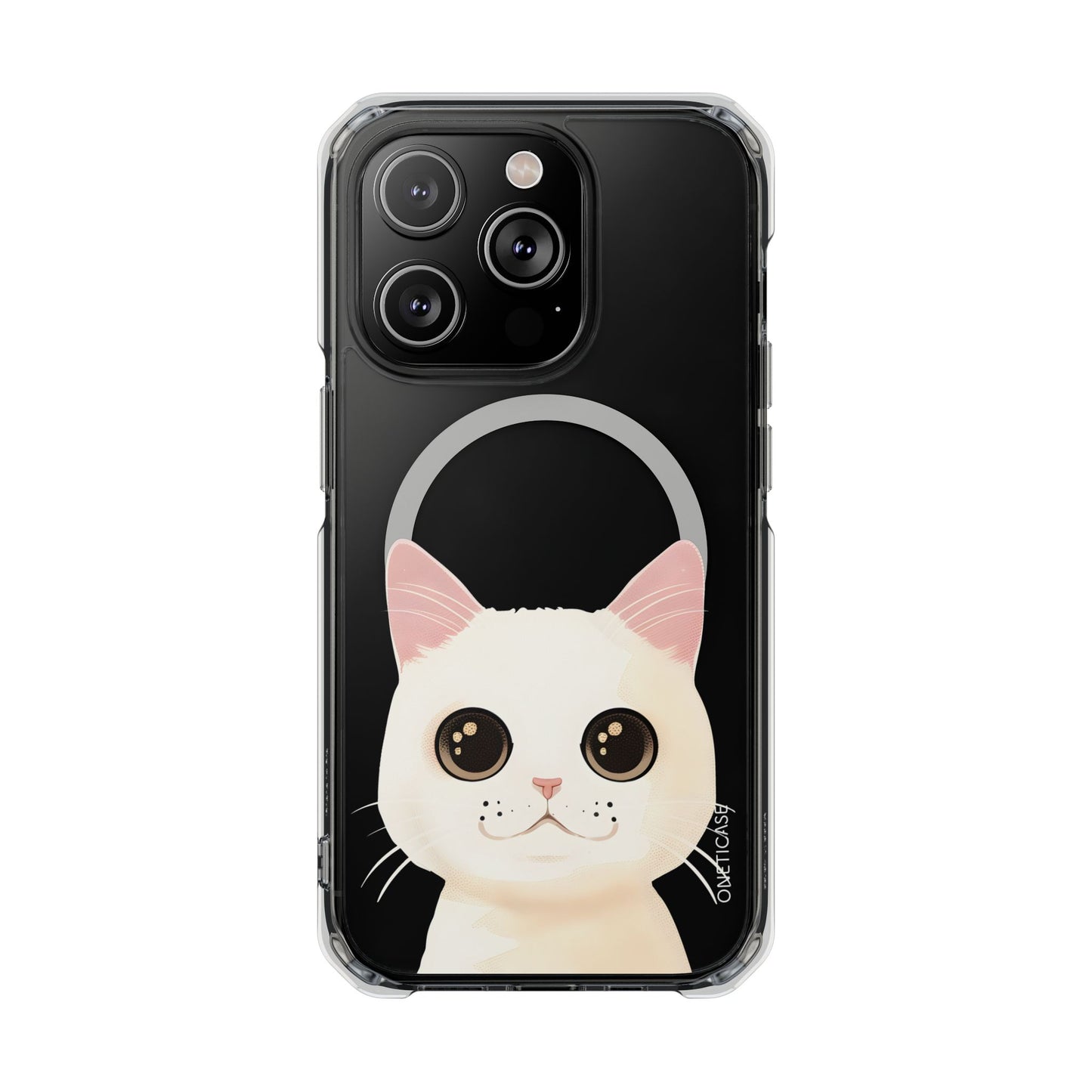 White Cat Magnetic Clear Case for iPhone Series