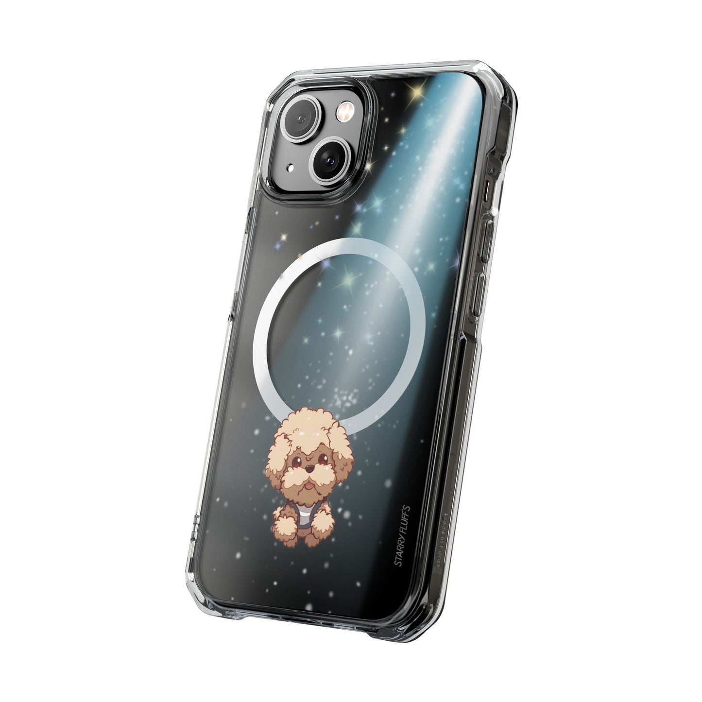 Starry Fluff's - Pookie the Poodle Beaming in Space Magnetic Clear Case for iPhone Series