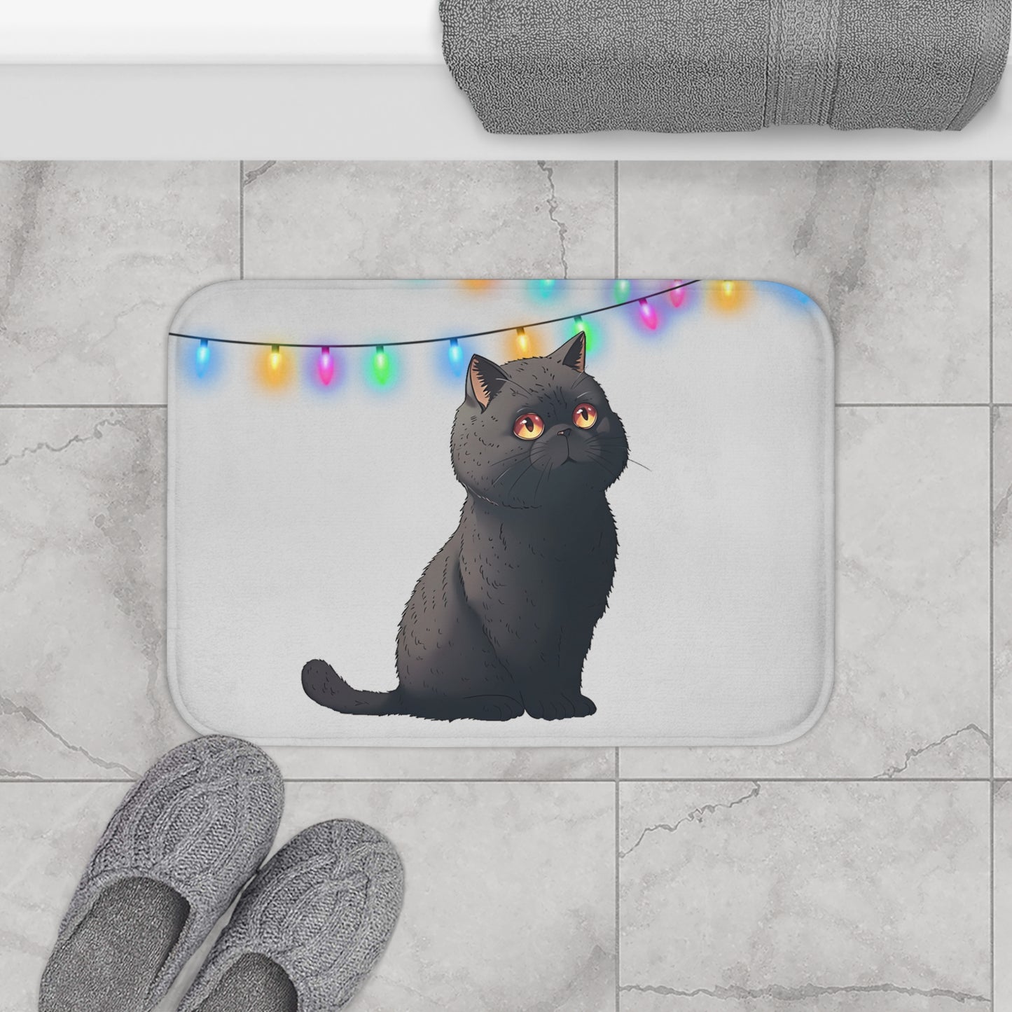 Christmas Black Cat Bath Mat