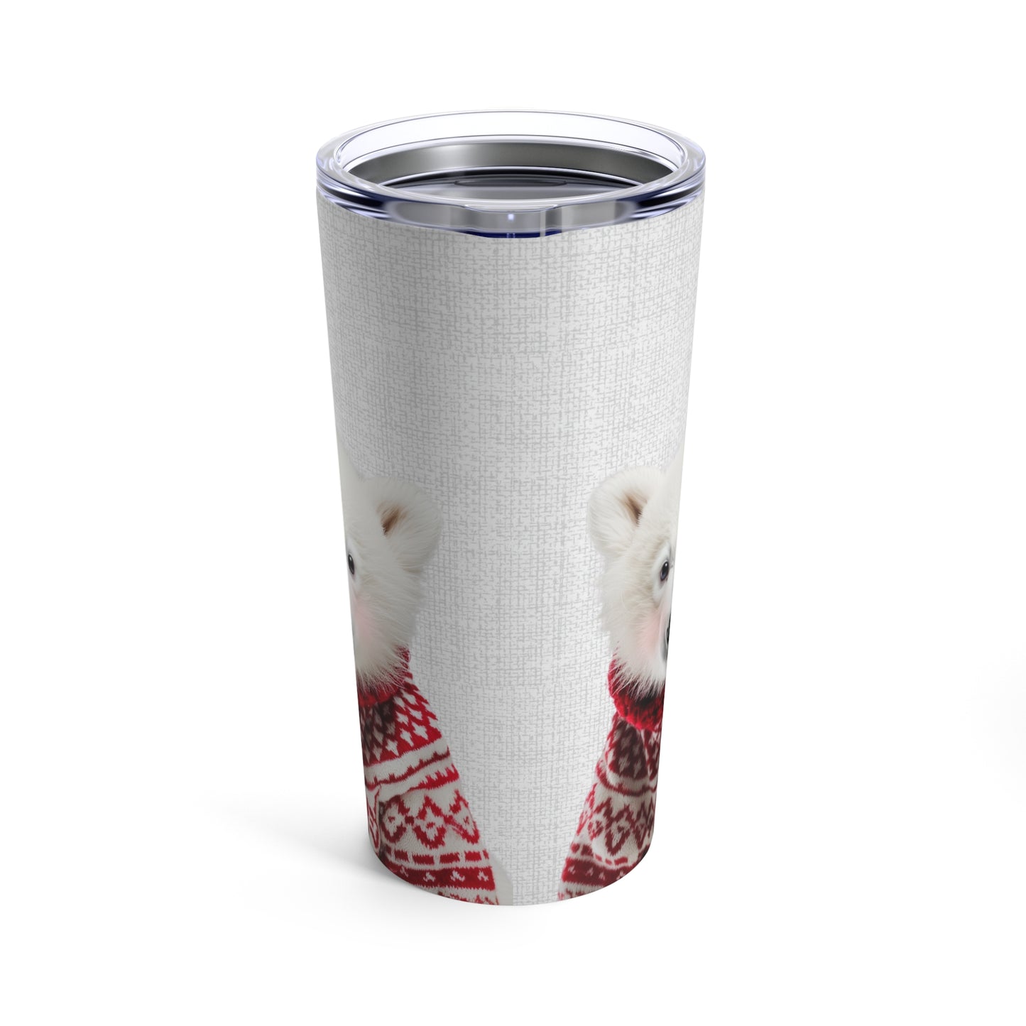 Blushing Polar Bear in Red Sweater Tumbler 20oz