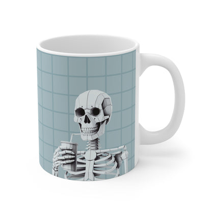 Skeleton Sipster Blue Mug