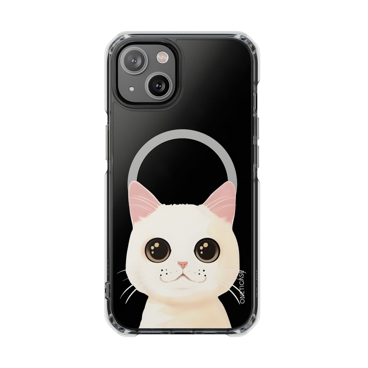 White Cat Magnetic Clear Case for iPhone Series