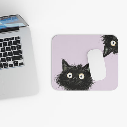 Curious Black Cat Mouse Pad