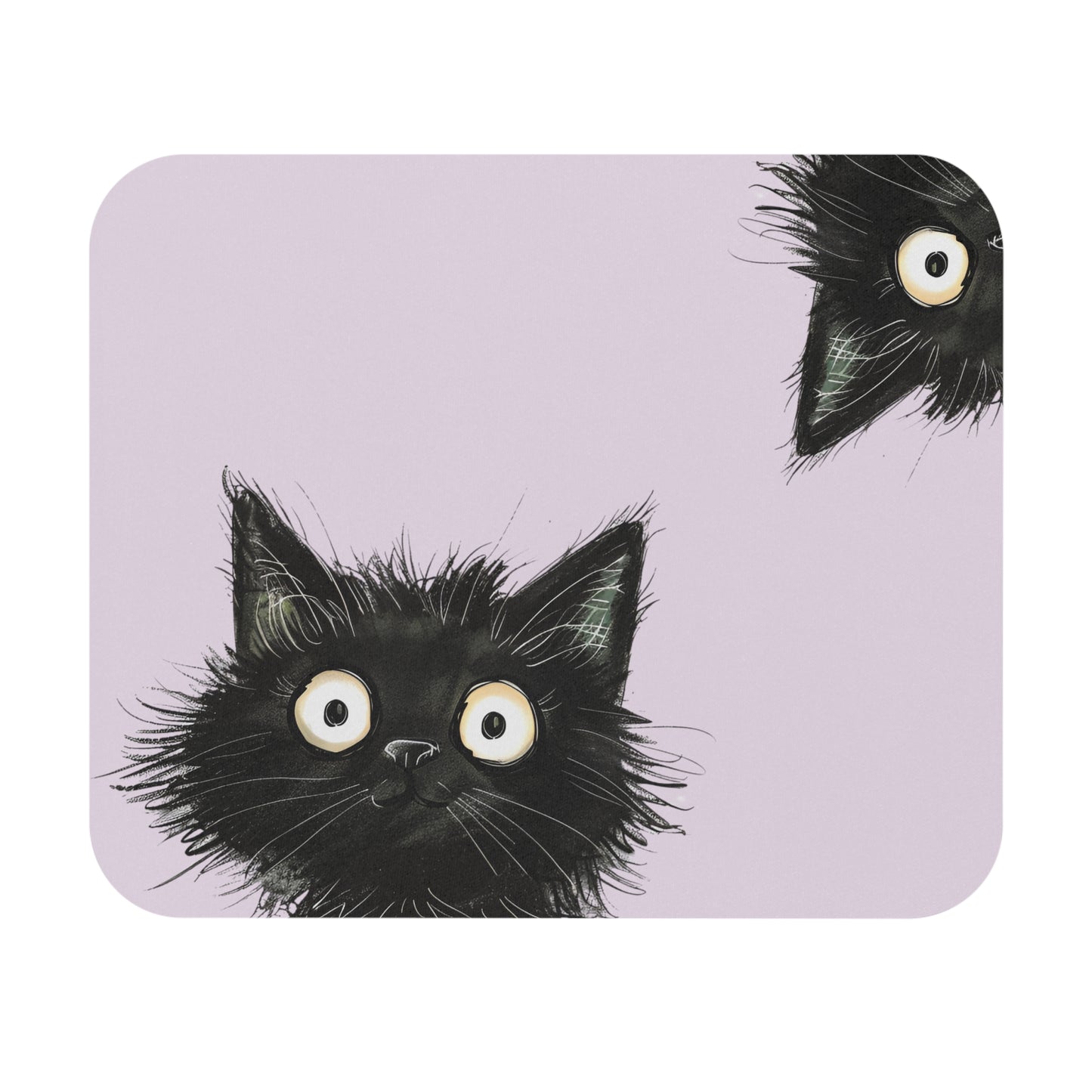 Curious Black Cat Mouse Pad