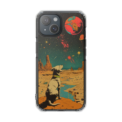 Retro Dog Astronaut Magnetic Clear Case for iPhone Series