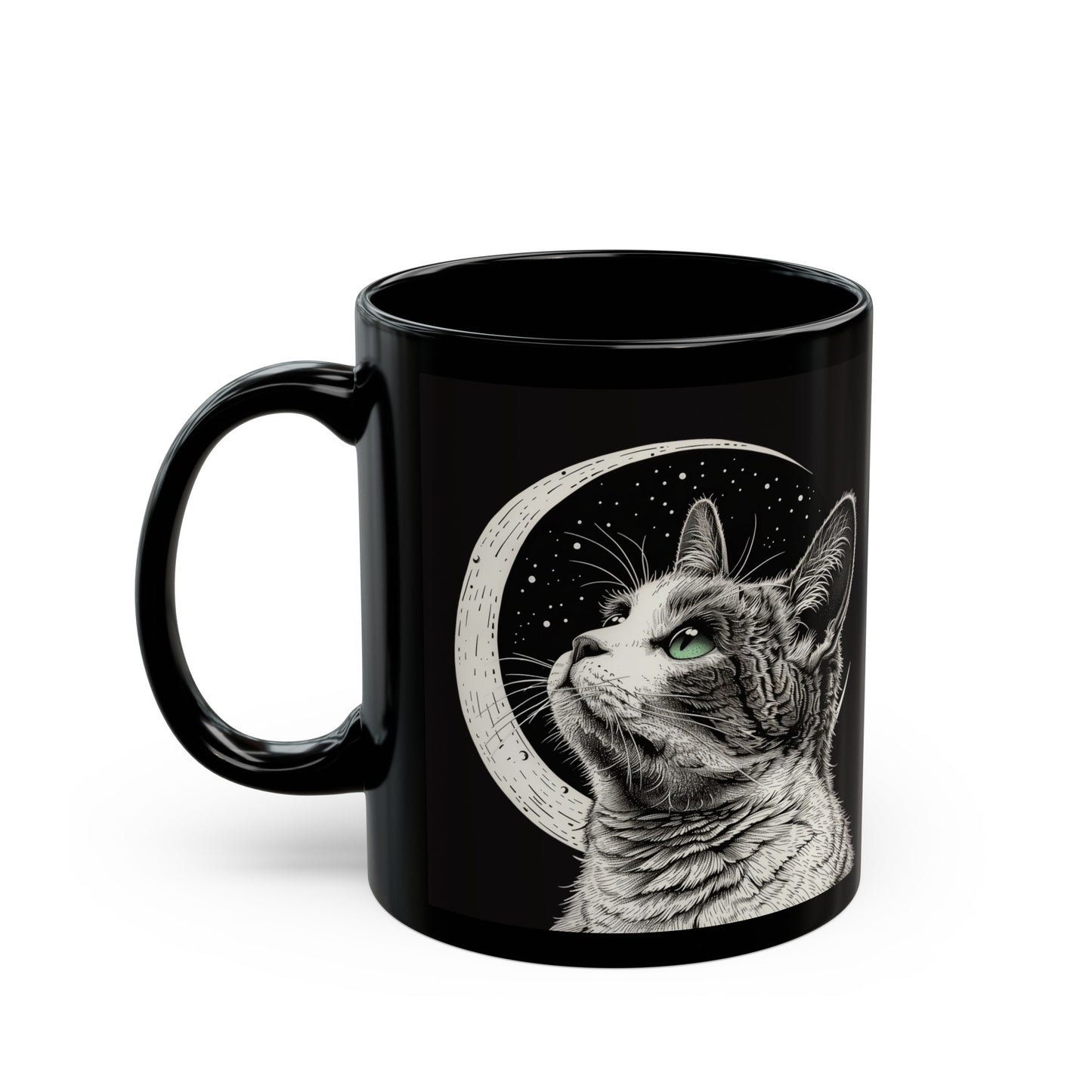 Crescent Moon Cat Black Coffee Tea Mug