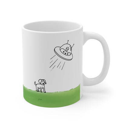 UFO Abducting Dog Mug