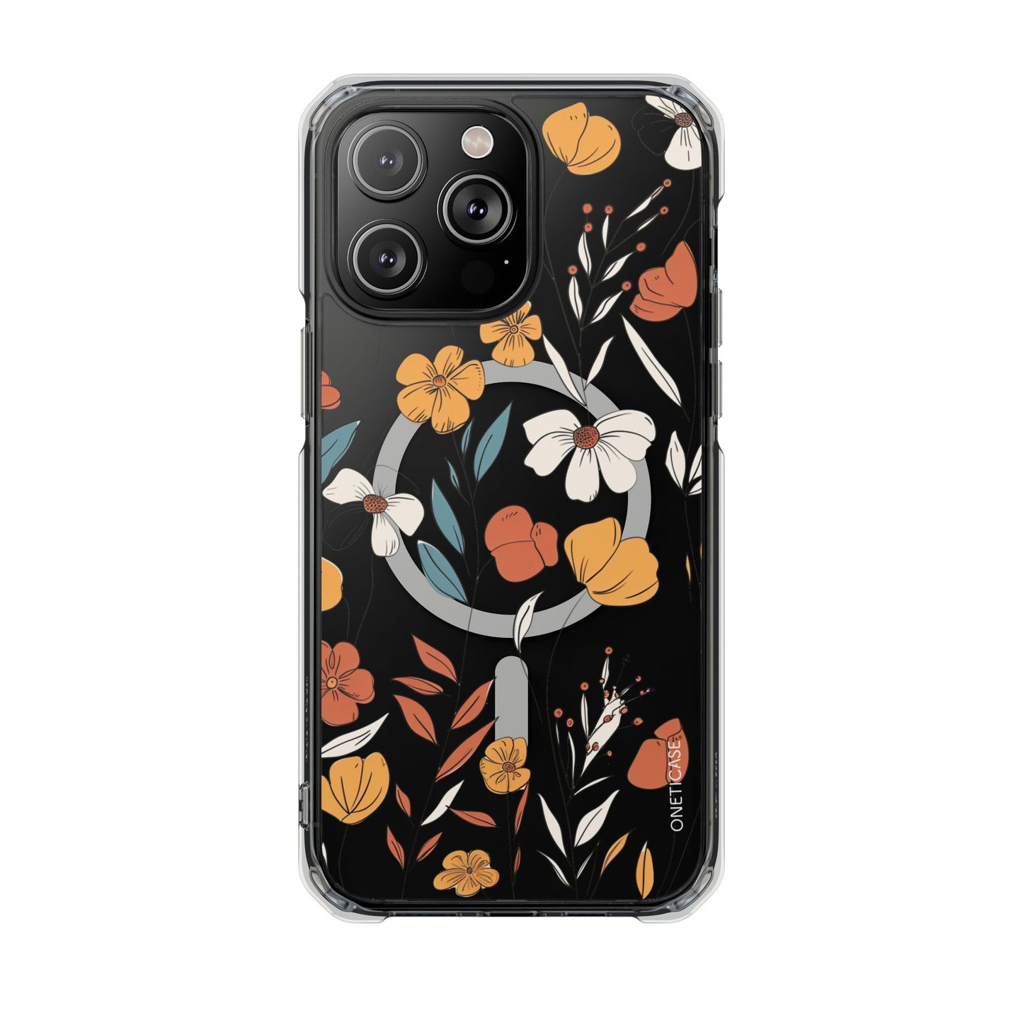 Rustic Floral Pattern Magnetic Clear Case for iPhone Series