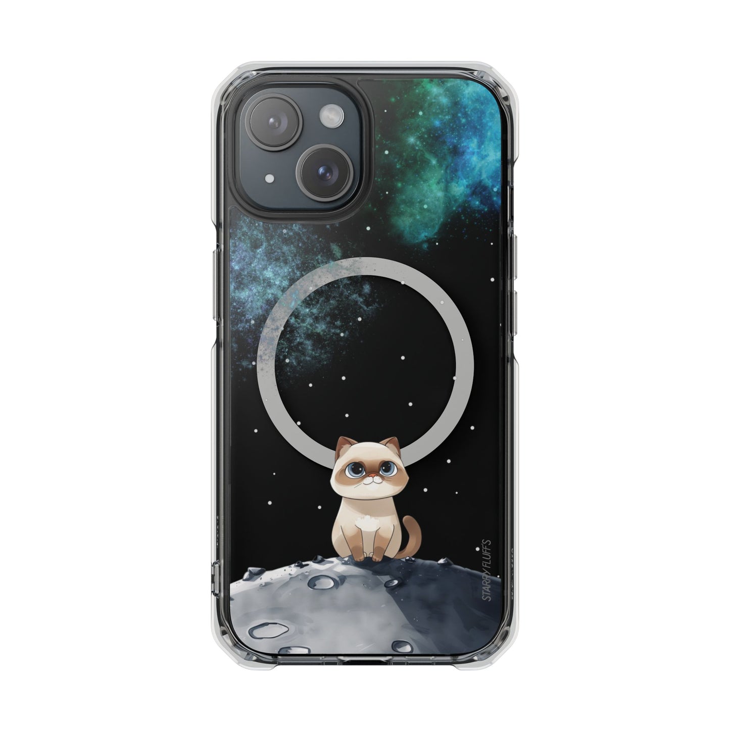 Starry Fluff's - Nebula the Siamese in Space Magnetic Clear Case for iPhone Series