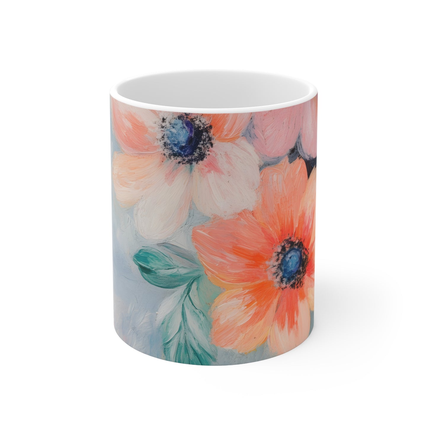 Soft Floral Print Blue Mug