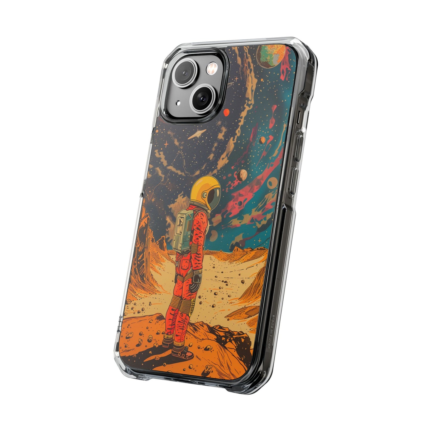 Retro Astronaut on Planet X Magnetic Clear Case for iPhone Series