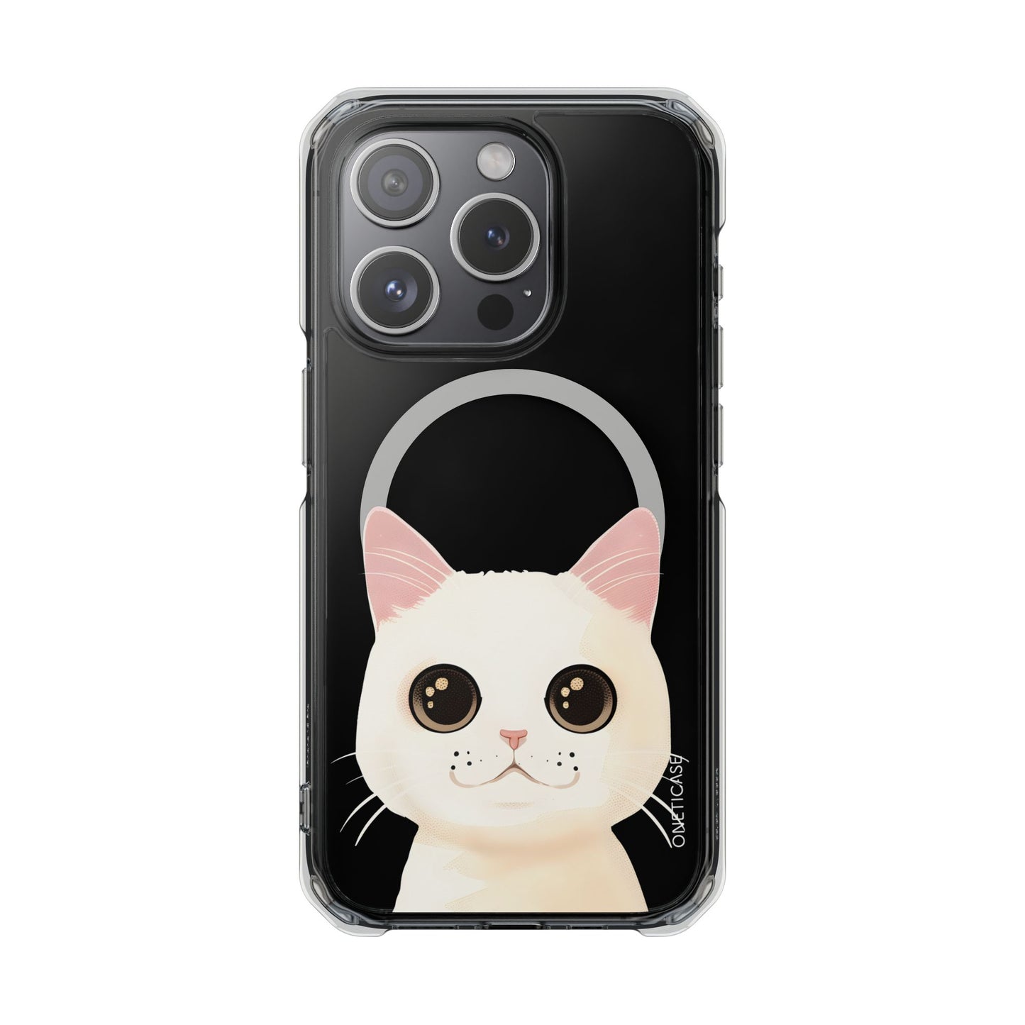 White Cat Magnetic Clear Case for iPhone Series