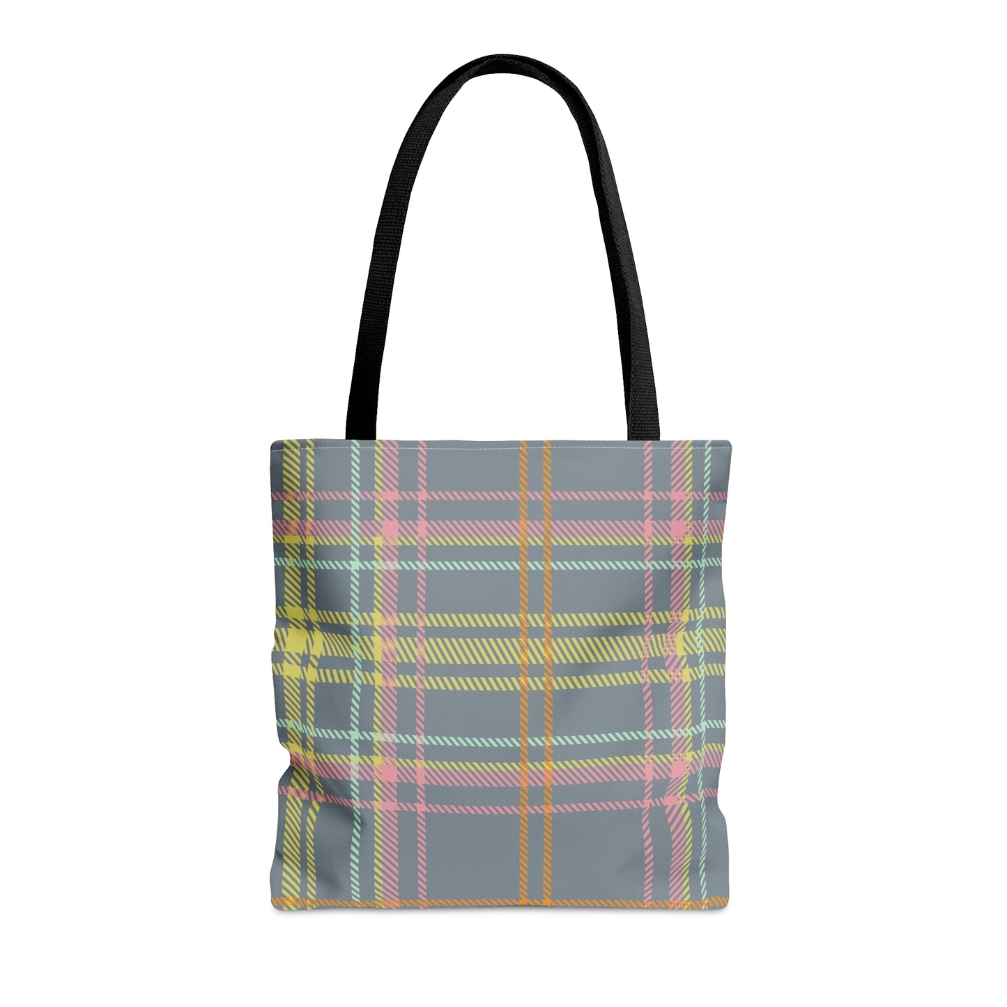 Gray & Yellow Plaid Tote Bag