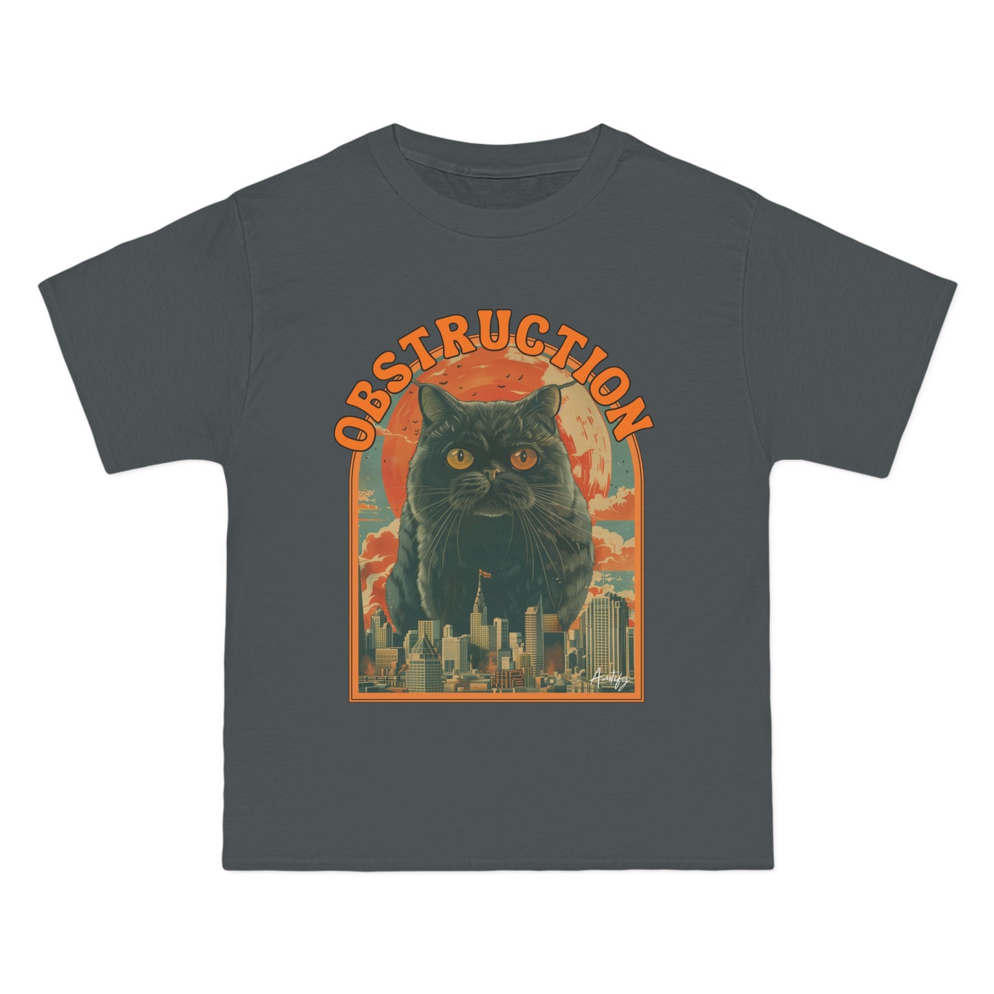 Retro Cat Obstruction Graphic T-Shirt