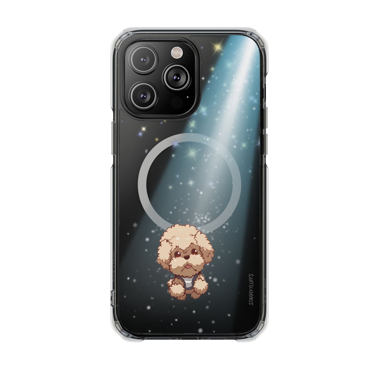 Starry Fluff's - Pookie the Poodle Beaming in Space Magnetic Clear Case for iPhone Series