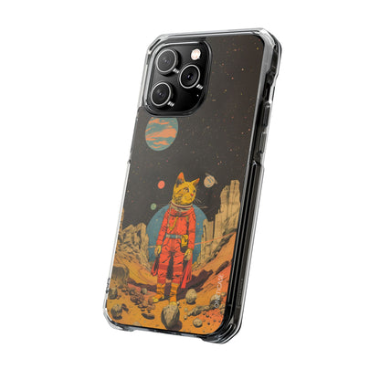 Retro Cat Astronaut Magnetic Clear Case for iPhone Series