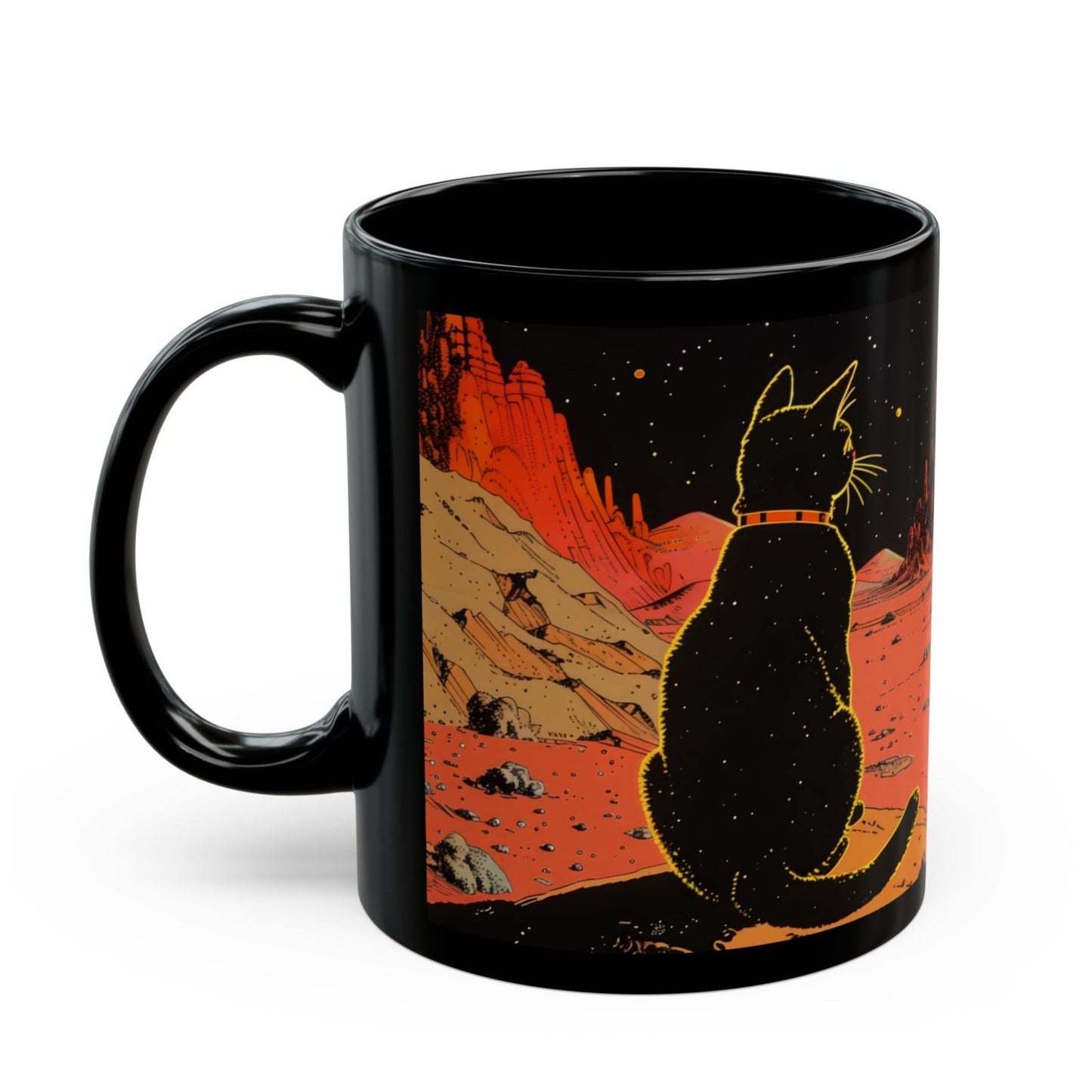 Retro Cat in Space Coffee Tea Mug