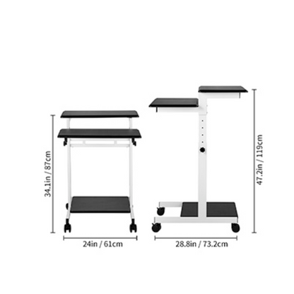 Adjustable 3 Tier Laptop Standing Desk With Lockable Wheels