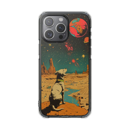 Retro Dog Astronaut Magnetic Clear Case for iPhone Series