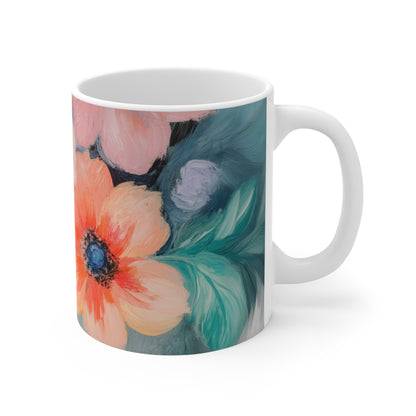 Soft Floral Print Blue Mug