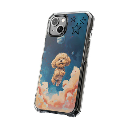 Starry Fluff's - Pookie Poodle Floating in Space Magnetic Clear Case for iPhone Series