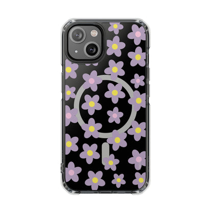 Purple Daisies Magnetic Clear Case for iPhone Series