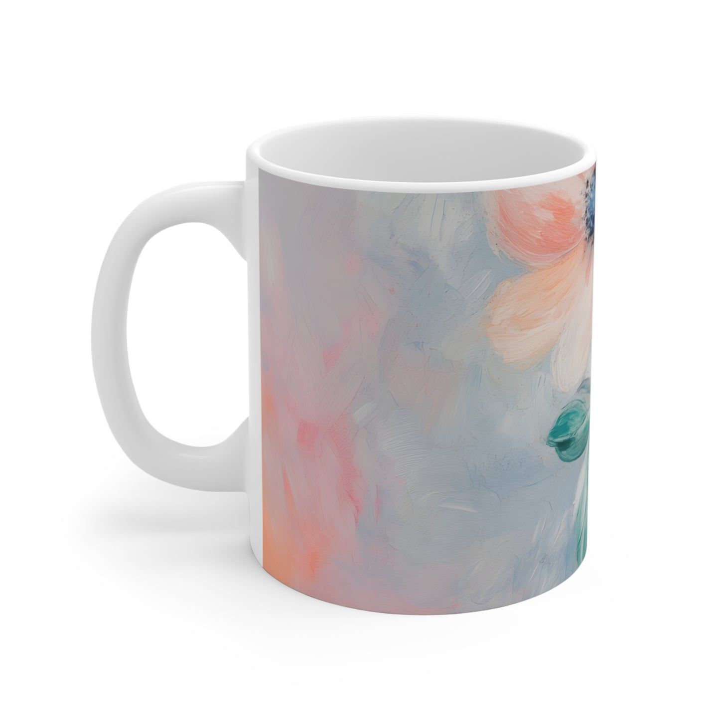 Soft Floral Print Blue Mug