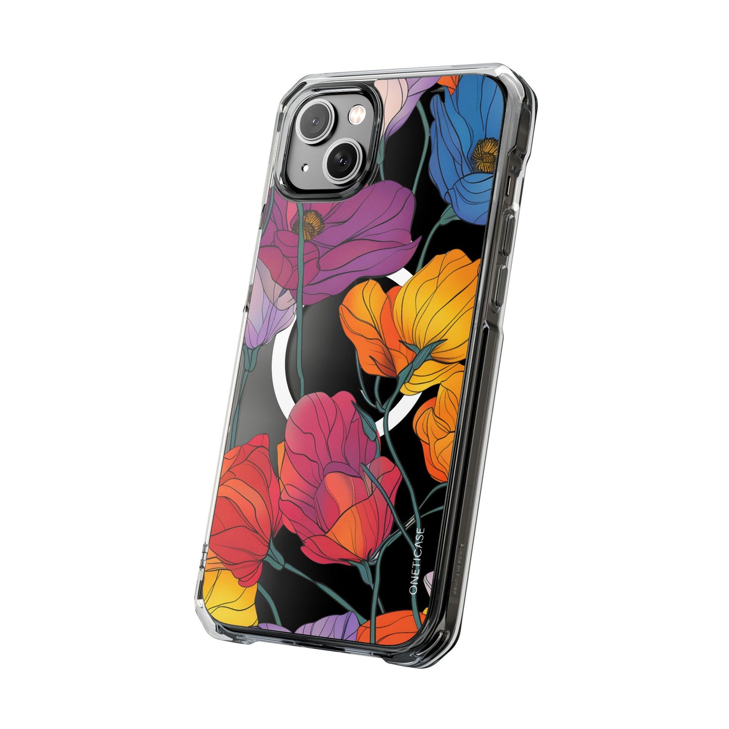 Blossom Pattern Magnetic Clear Case for iPhone Series