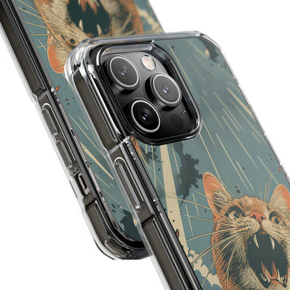 Retro Cat Magnetic Clear Case for iPhone Series