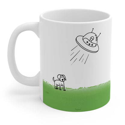 UFO Abducting Dog Mug