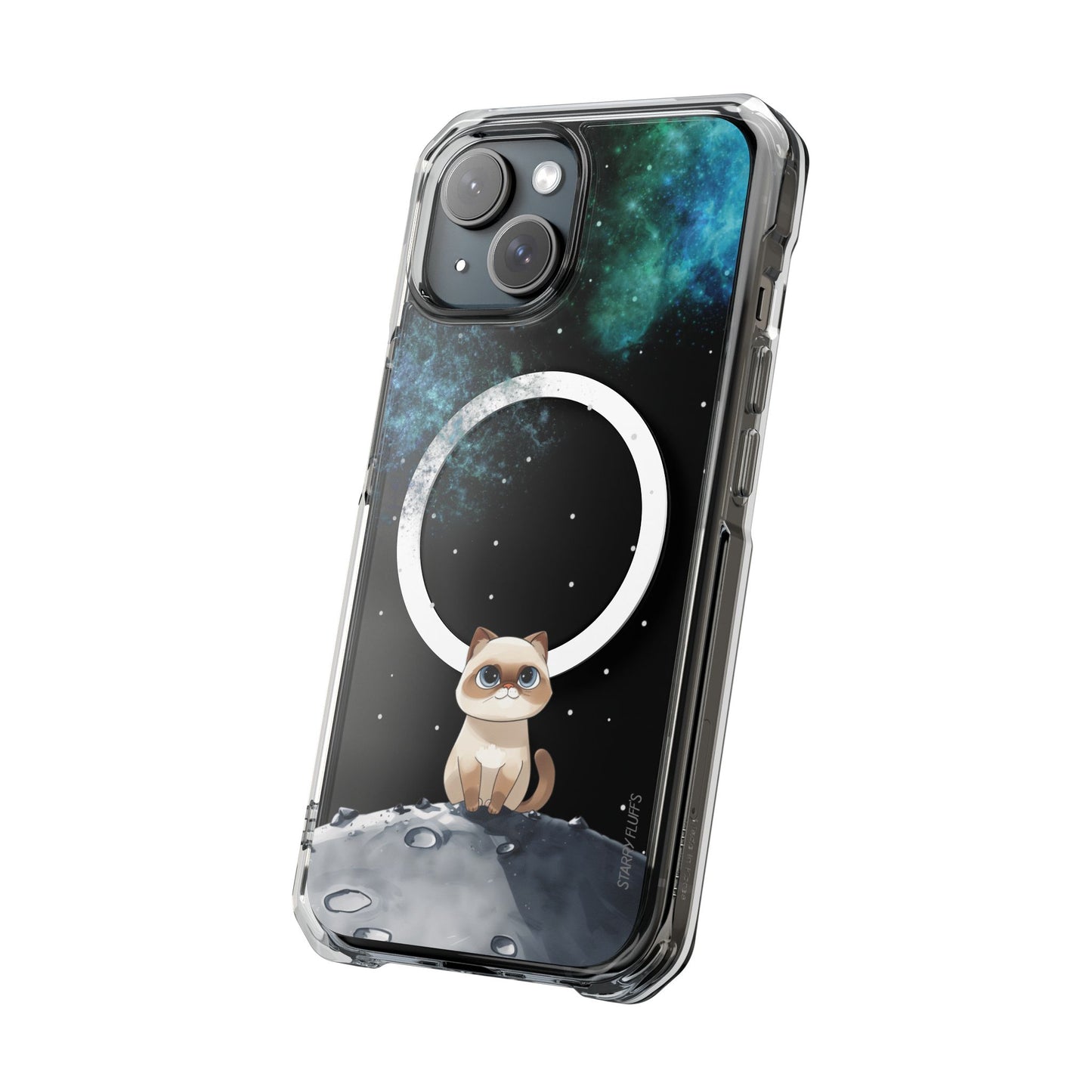 Starry Fluff's - Nebula the Siamese in Space Magnetic Clear Case for iPhone Series