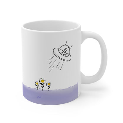 UFO Abducting Sunflowers Mug