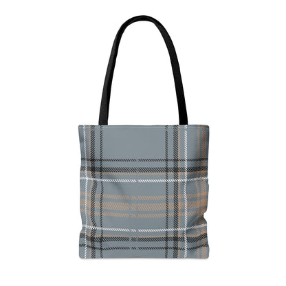 Gray Plaid Tote Bag