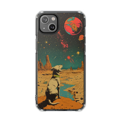 Retro Dog Astronaut Magnetic Clear Case for iPhone Series