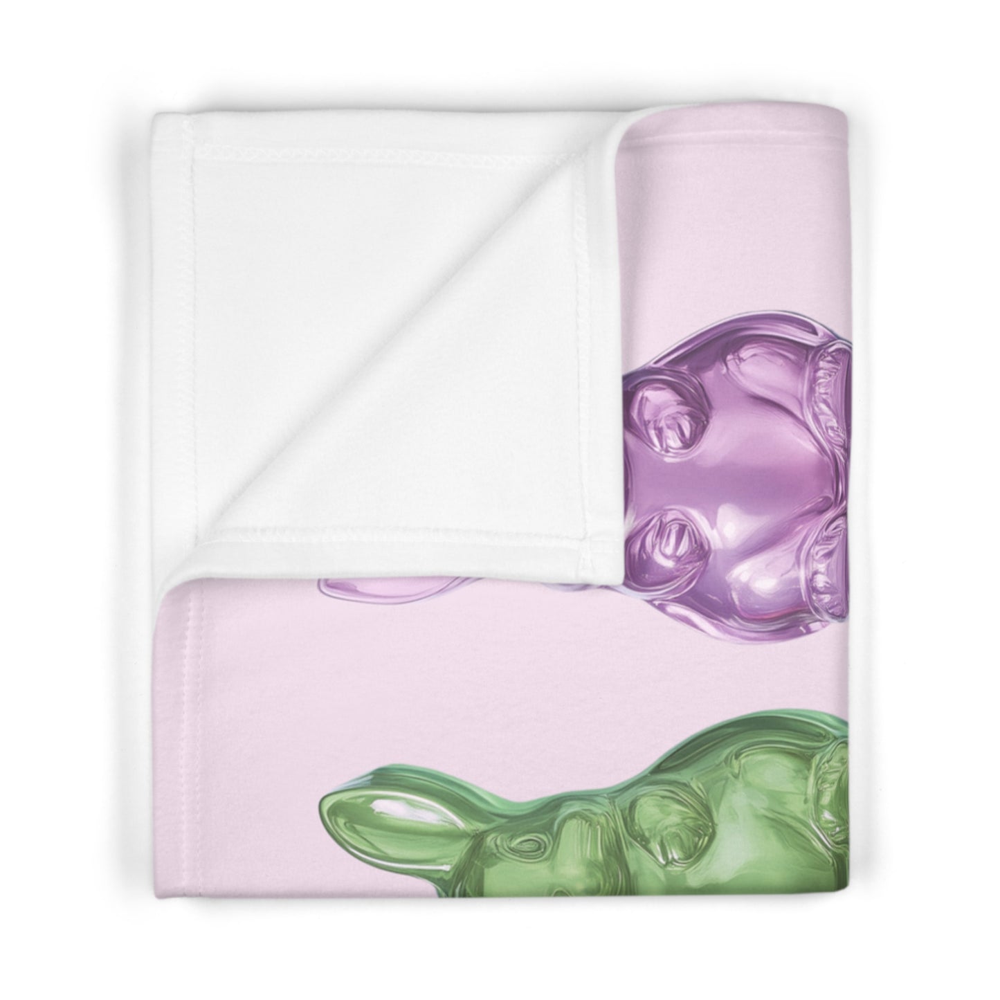 Gummy Rabbits Pink Soft Fleece Baby Blanket