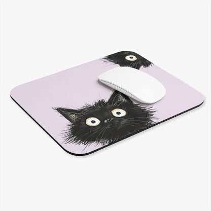 Curious Black Cat Mouse Pad