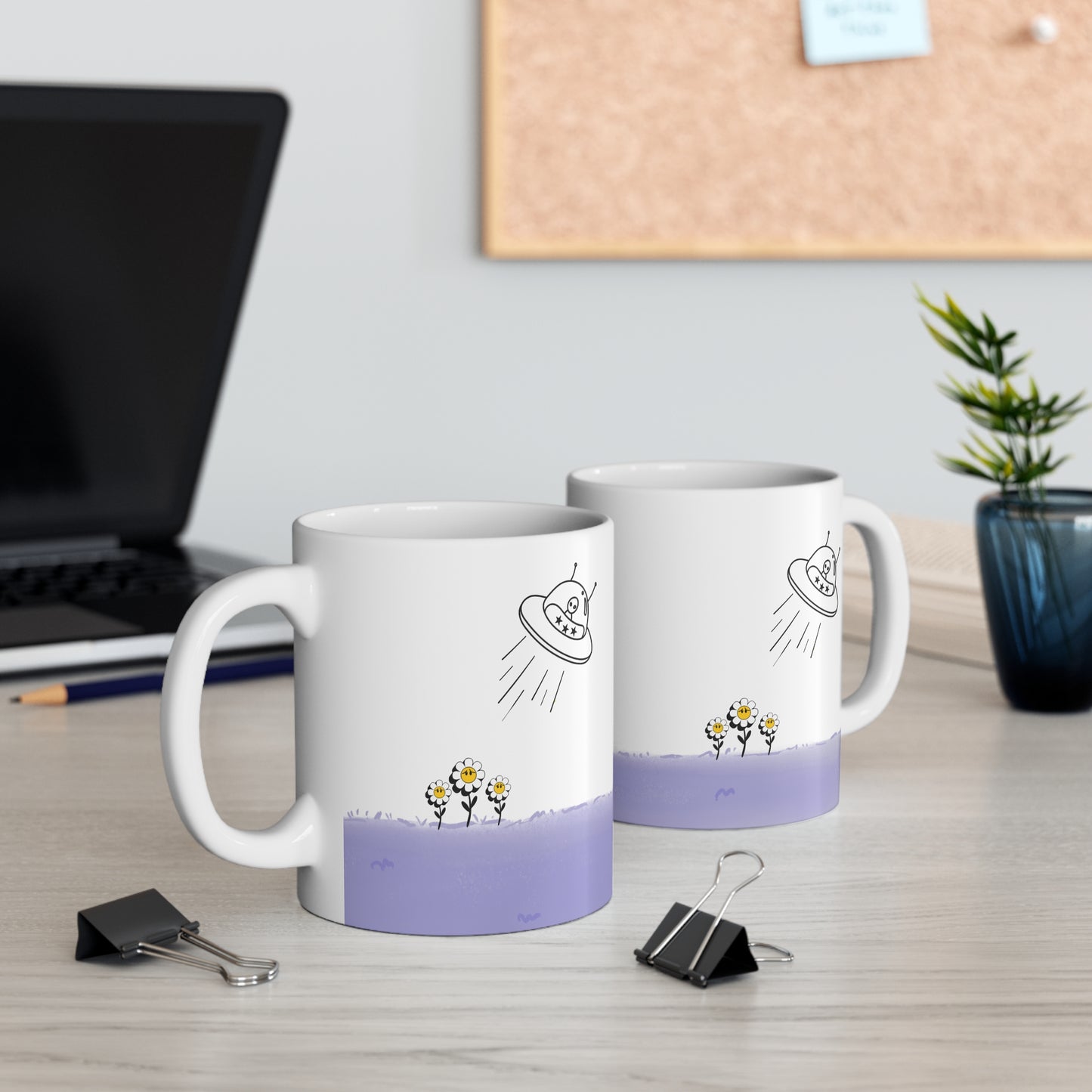 UFO Abducting Sunflowers Mug