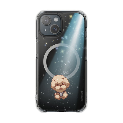 Starry Fluff's - Pookie the Poodle Beaming in Space Magnetic Clear Case for iPhone Series