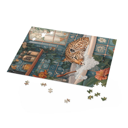 Whimsical Bathing Leopard Jigsaw Puzzle 500-Piece